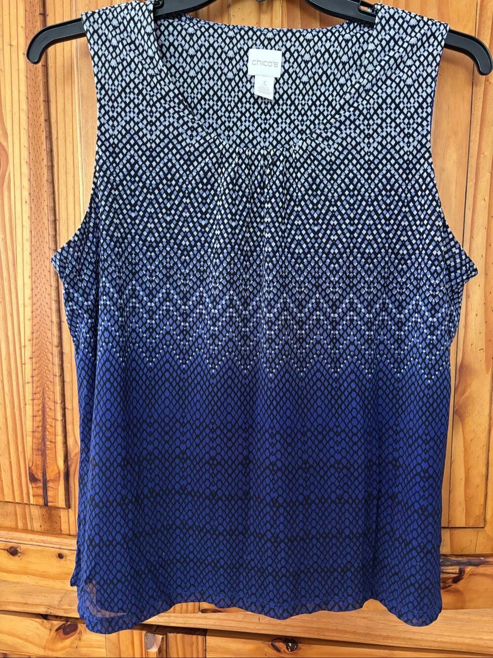 Chico’s Sleeveless Lined Tank with a Diamond Gradient Pattern